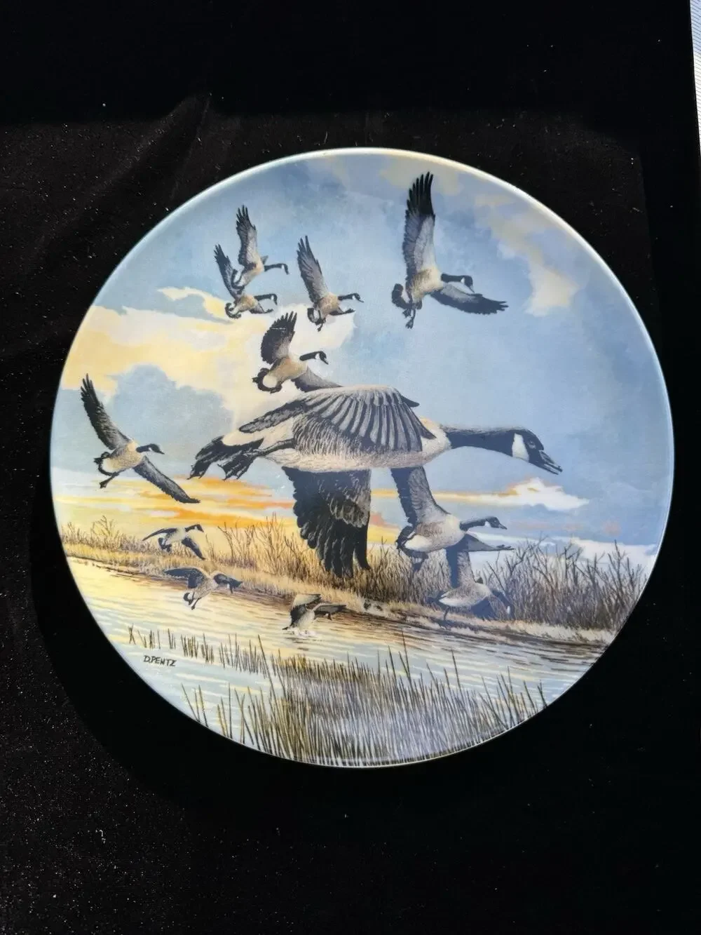 THE LANDING Collectors Plate by Donald Pentz 1986 Wings Upon The Wind Geese S86